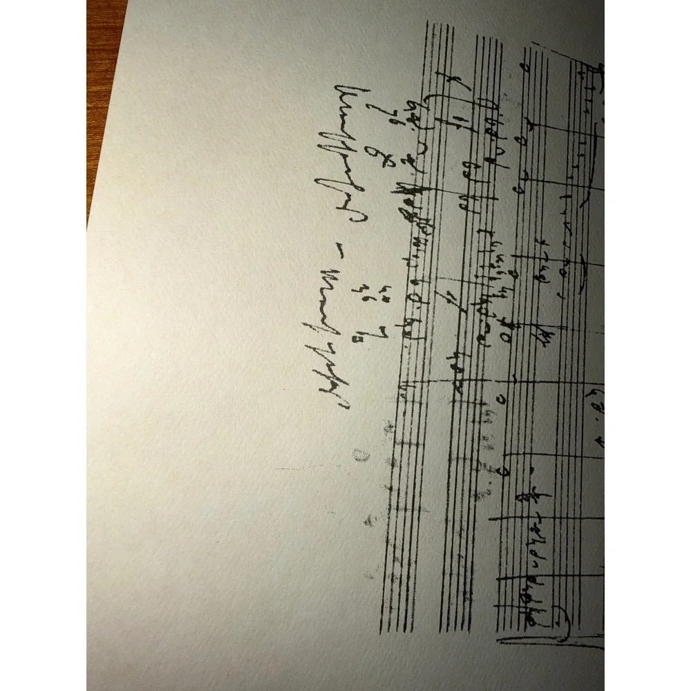 Vintage Framed Handwritten Sheet Music Manuscript Print Brass Frame 12x17